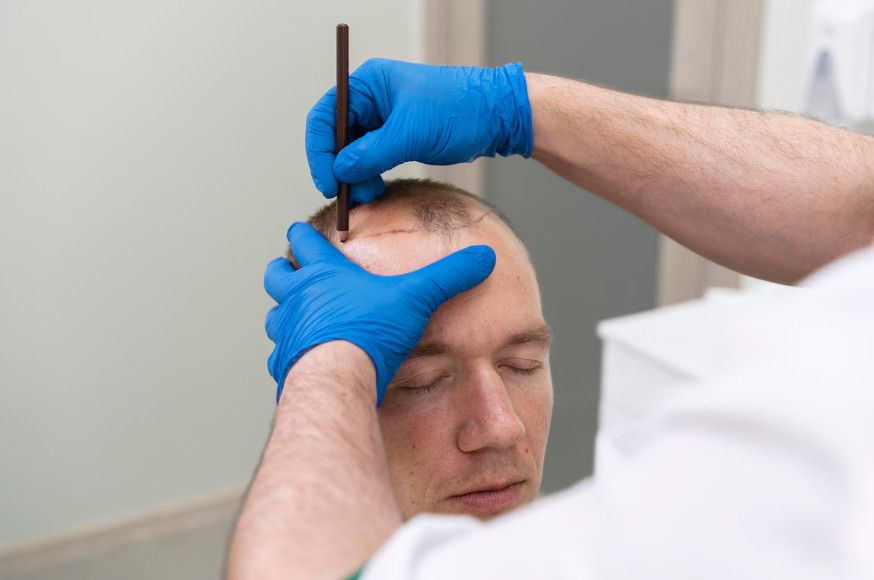 Crown hair transplant result showing natural whorl pattern