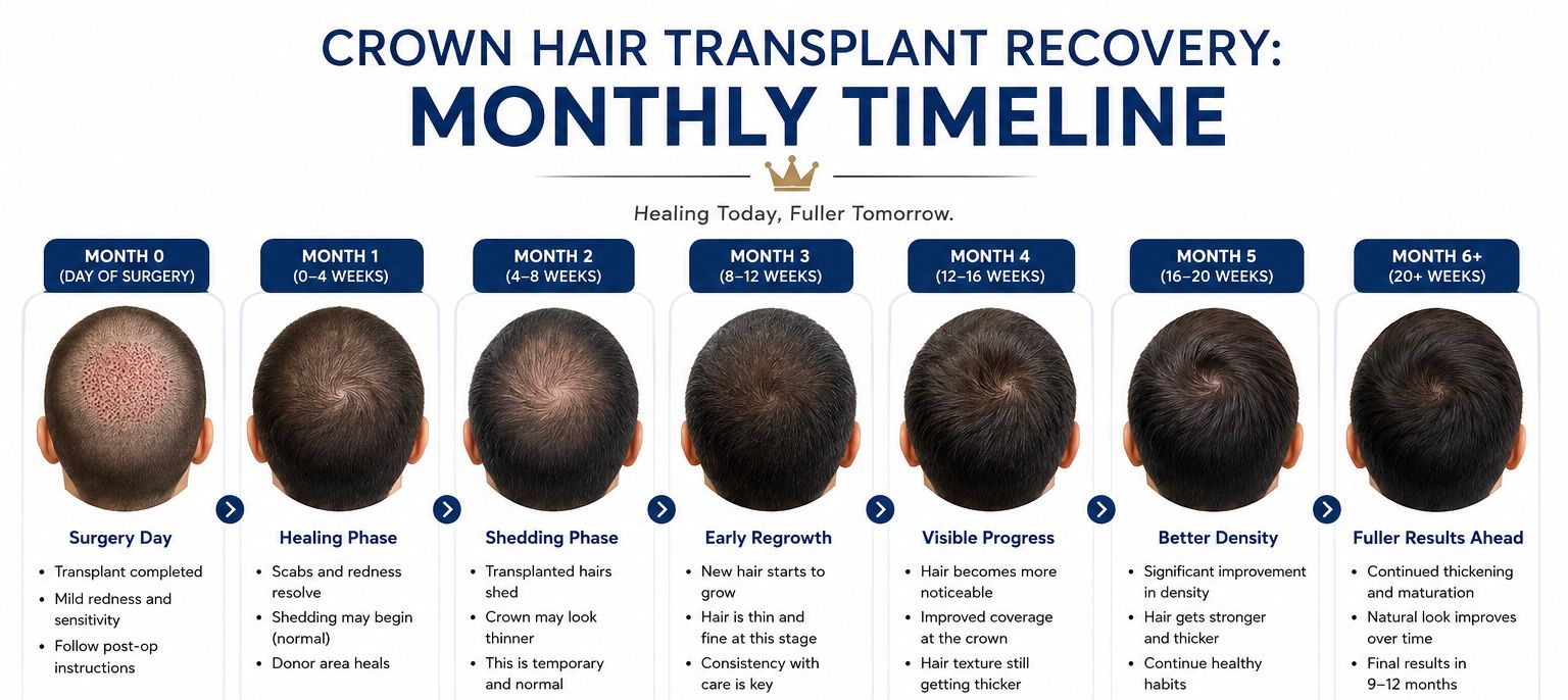 Crown hair transplant recovery timeline