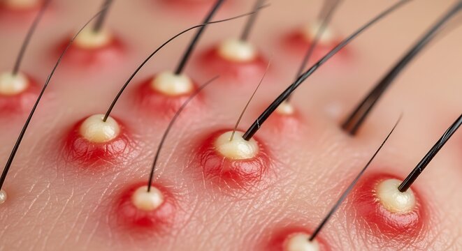 Ingrown hair and folliculitis on the scalp after a hair transplant