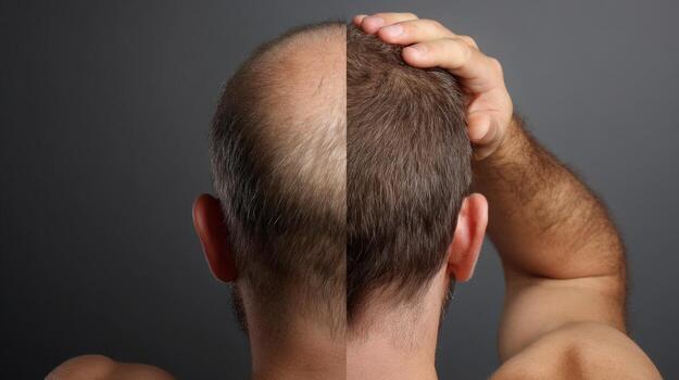 Crown transplant result photographed under overhead light to judge coverage