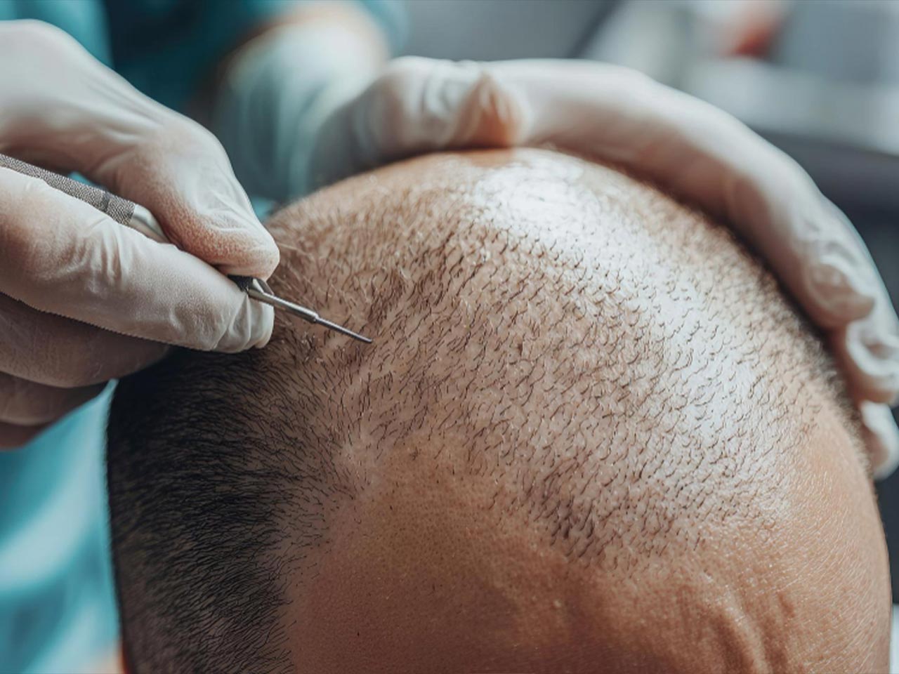 Short regrowth along the parting after a telogen effluvium resolves