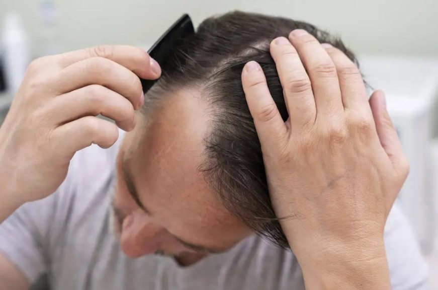 Widening part line showing diffuse thinning across the top of the scalp