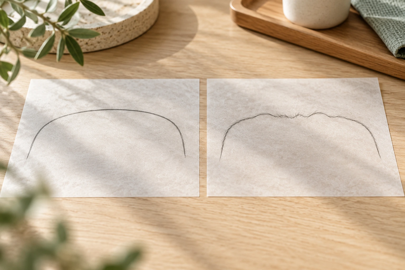 Straight versus soft irregular hairline templates showing why the Turkish hairline looks unnatural