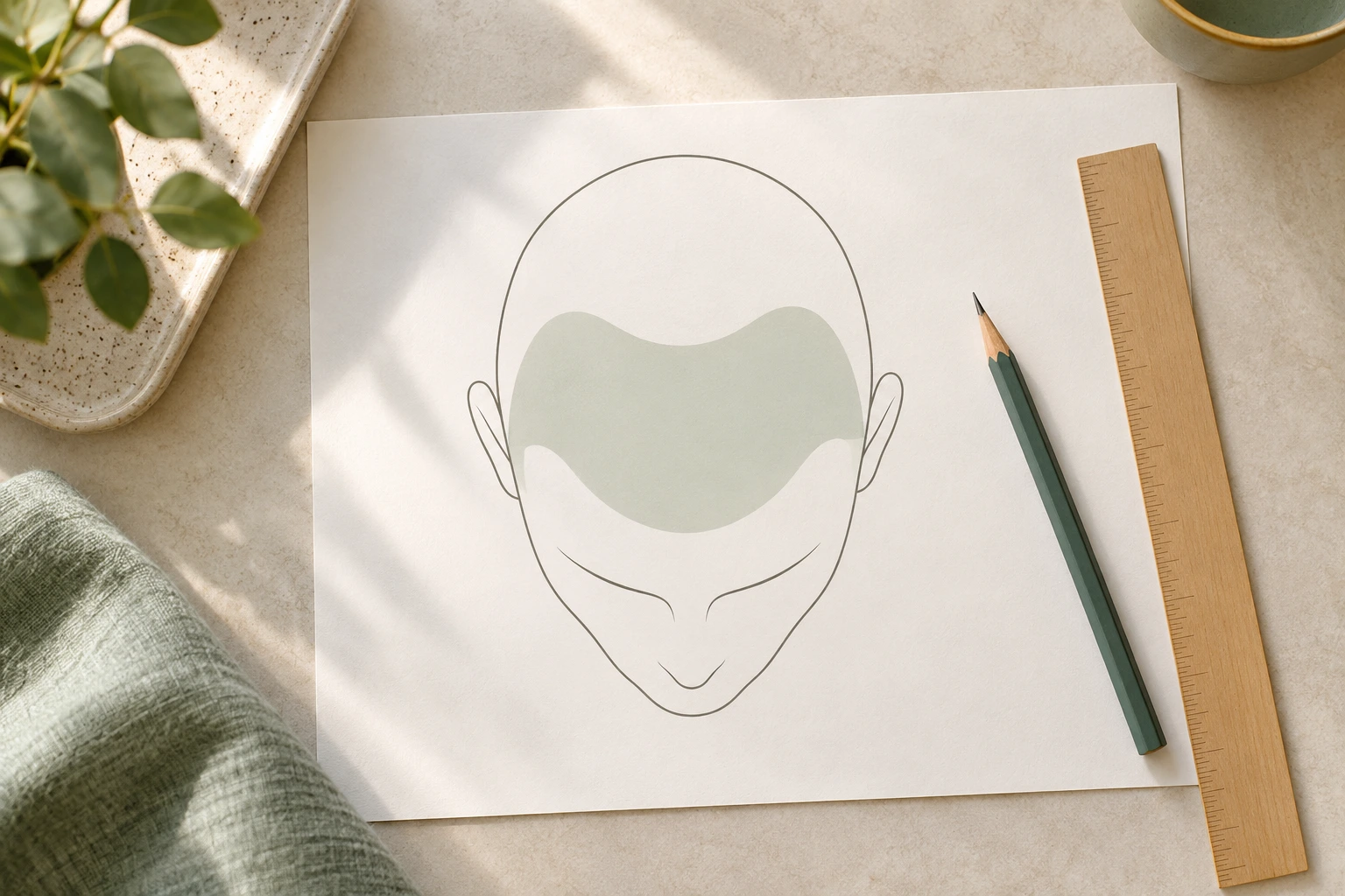 Coverage map on a head outline showing which areas a 3000 grafts hair transplant can address