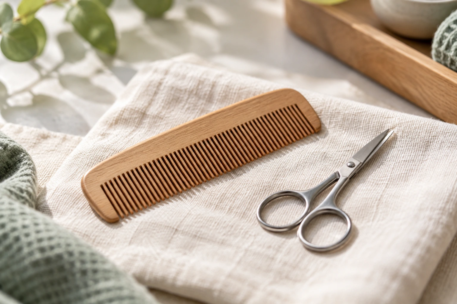 Grooming tools representing the grafts and shaping of a moustache transplant